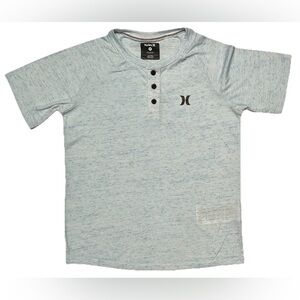 HURLEY 3 BUTTON HENLEY SHIRT BOYS M SOFT BLUE SPECKLE